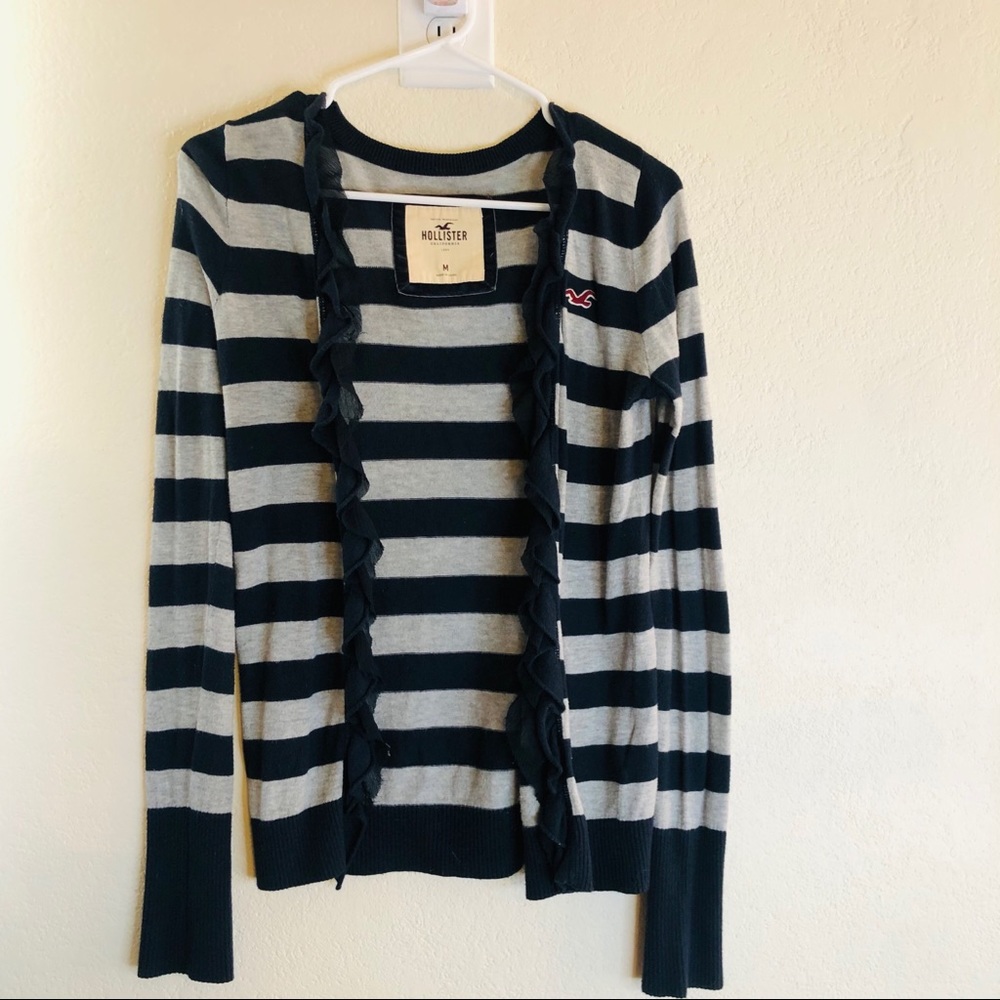 Hollister Navy Blue Stripes Cardigan M